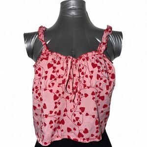 Shein Women's Pink and Red Crop-top